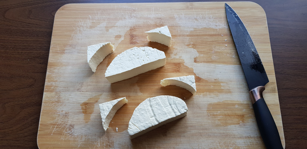 tofu cut shape resembling fish