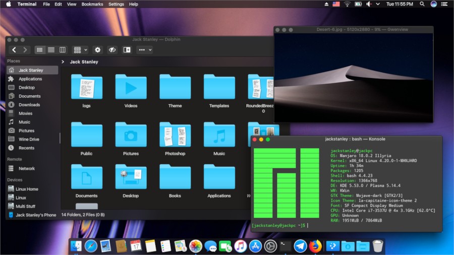 A computer screen with a desktop strikingly similar to MacOS...