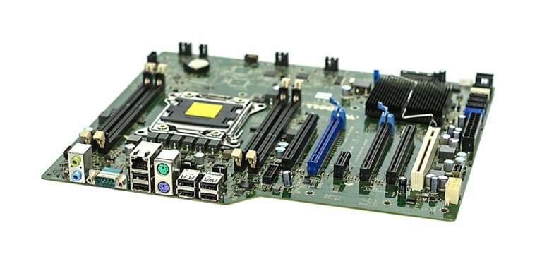 A standard desktop computer motherboard