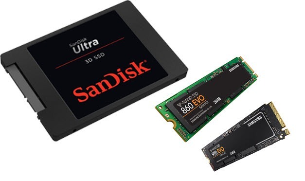A visual comparison of a SATA SSD and an NVME SSD