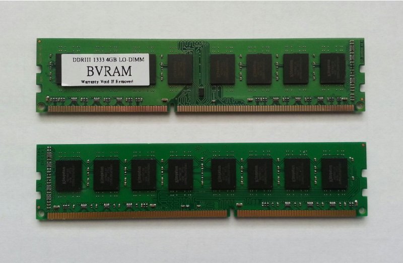 Two RAM chips for a desktop computer