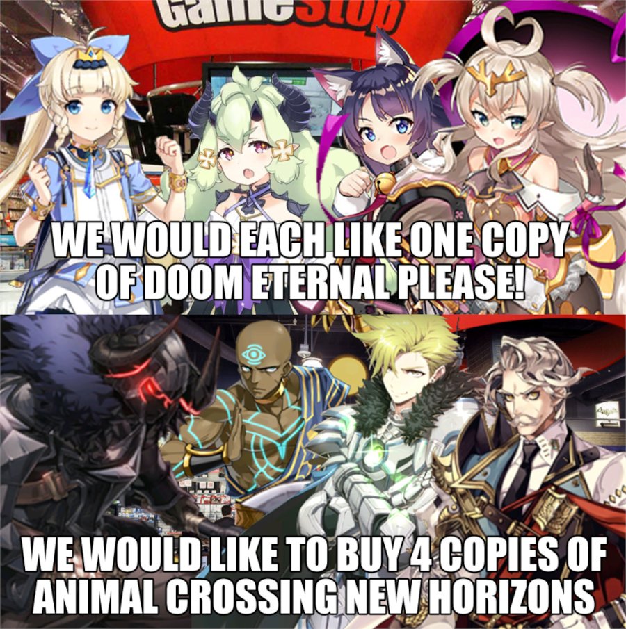 Meme depicting how popular Animal Crossing: New Horizons is compared to Doom: Eternal