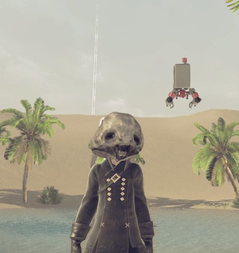 the alien head costume on 9S