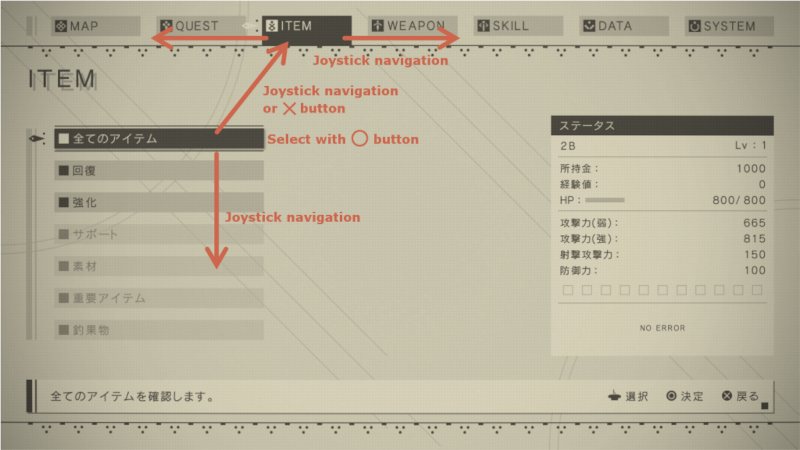 a sample of the game's main menu