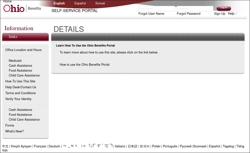 Molina Medicaid Benefits how to use page, containing a link to yet another page