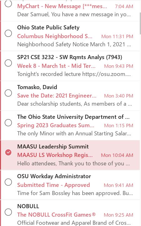 a long list of unread emails in my inbox