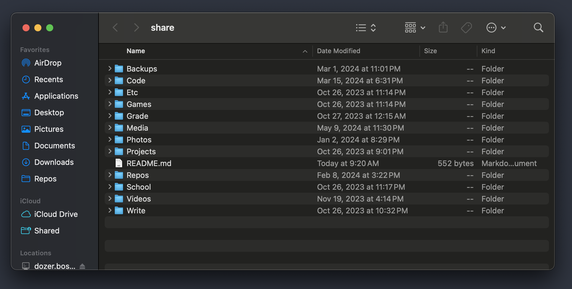 a Samba share on MacOS
