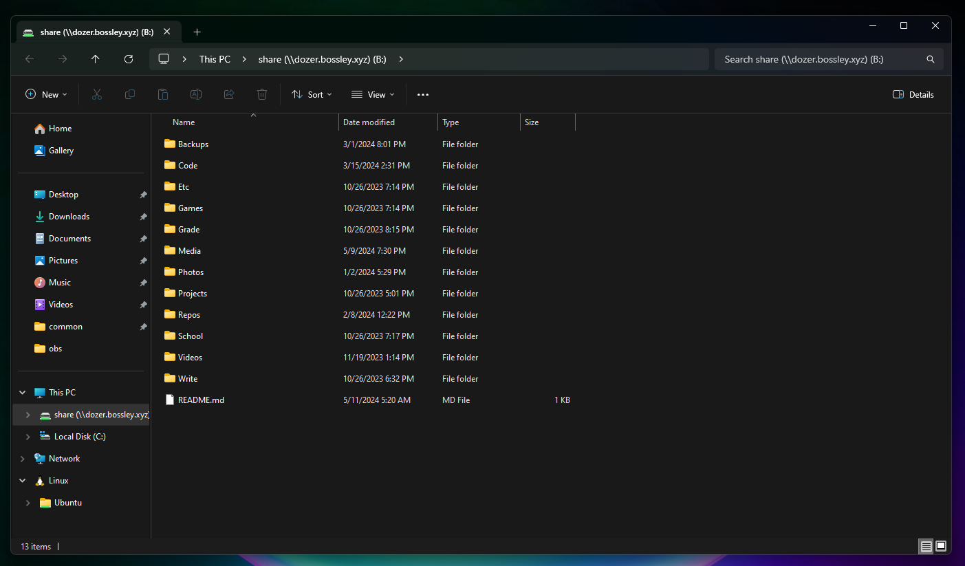 a Samba share on Windows